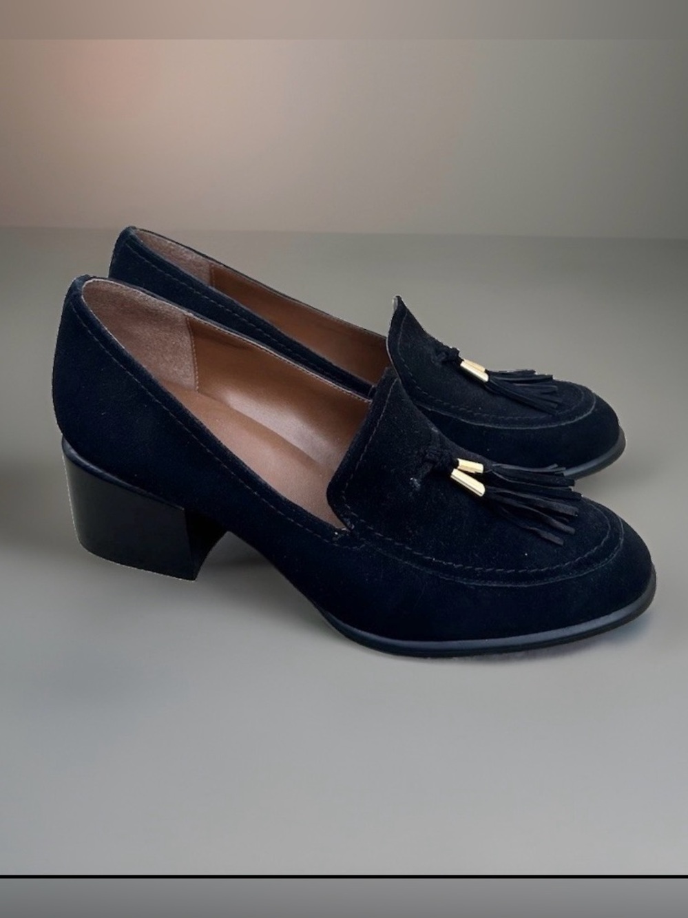 Naturalizer Trixie Tassel Black Suede Loafer Slip-on Shoes ~10